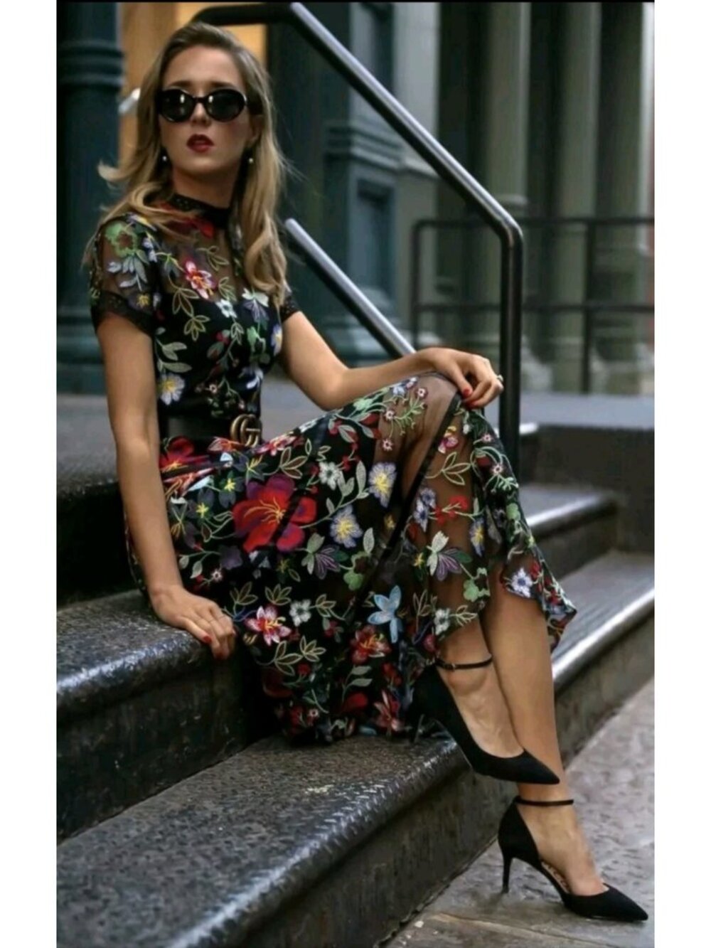 Anthropologie Vone Janine Embroidered Dress Floral Tiered US Size 2 *Read*